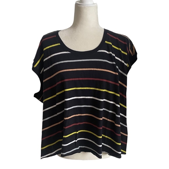 NWOT Free People Movement Rising Tide Printed Tee Black Striped Combo Size M - Picture 8 of 10